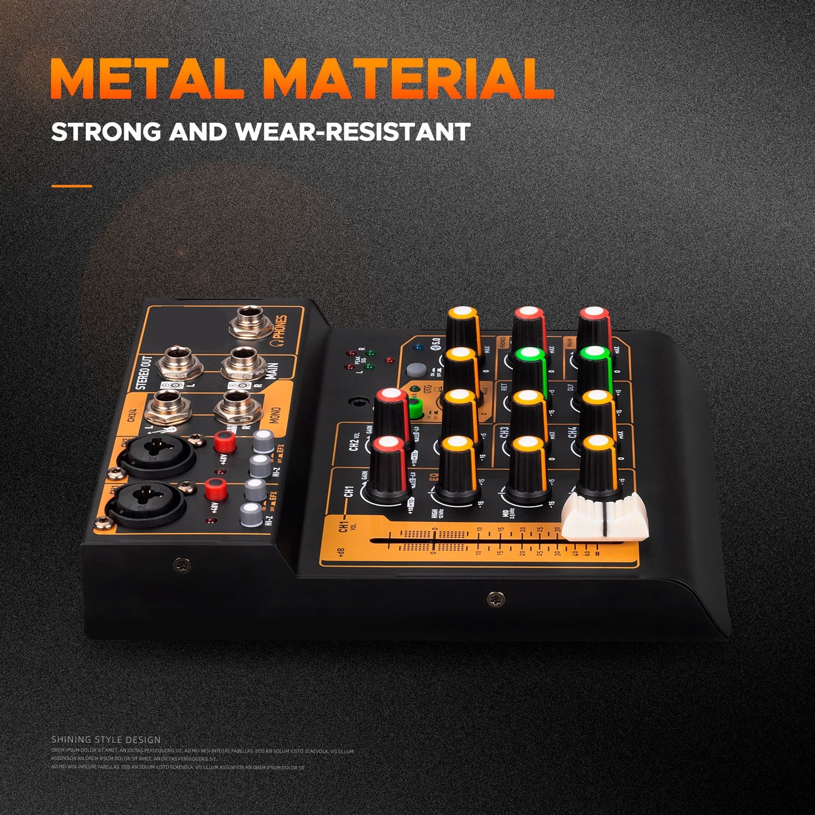 Mini4 Mixer Interface DJ Console Bluetooth 5.0 OTG Reverb 48V Sound Card for Live Broadcast