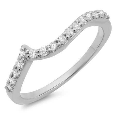 - 0.25 Carat (ctw) 14K Gold Diamond Ladies Stackable Anniversary Wedding Contour Band Guard Ring 1/4 CT