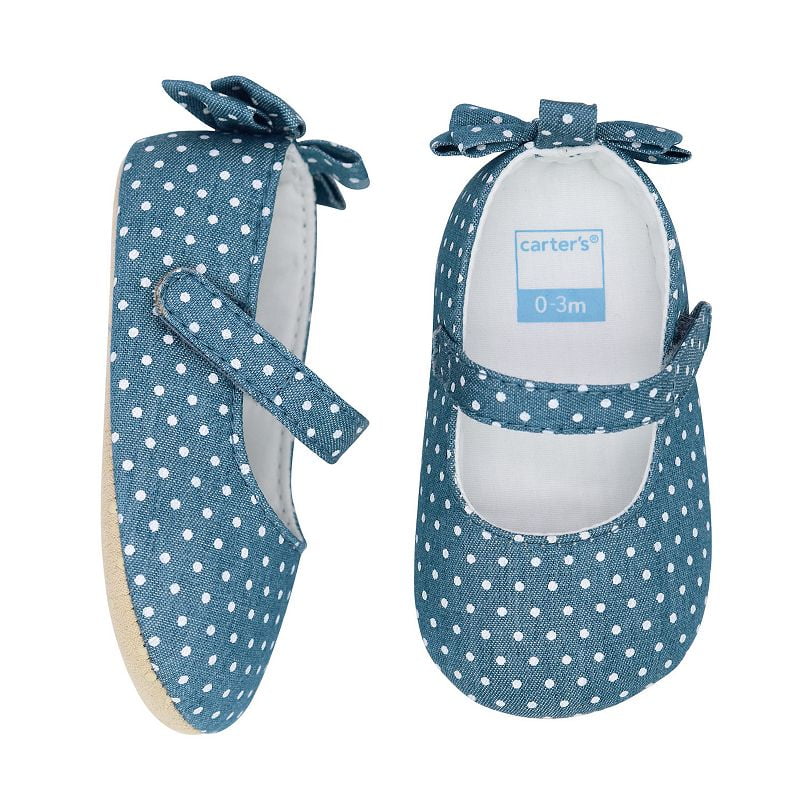 Baby Girl Carter�s Chambray Bow Maryjane Crib Shoes
