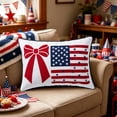 thumbnail image 1 of Funda de Cojín Patriótica con Diseño de Lazo y Bandera – Funda de Almohada Lumbar Decorativa para El Día de La Independencia, Decoración Del Hogar y Uso Festivo En Interiores y Exteriores., 1 of 6