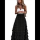 thumbnail image 3 of Faldas Largas de Tul para Mujer, Corte A, Volantes, Cintura Alta, Escalonadas, , Tutú, Enagua Negro M, 3 of 8