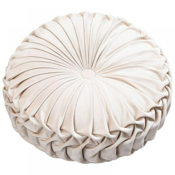 Beige Throw Pillow for Couch Decorative Pillow Pumpkin Velvet Floor Pillow Couch Bed Chair Pillow Cushion for Sofa Diameter 14 Inch