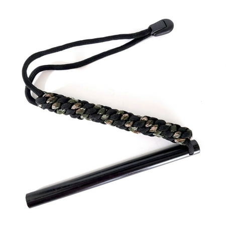 

The Hurricane - Ferro Rod Fire Starter with Paracord Lanyard from Sirius Survival - Green Camo w Black Trim