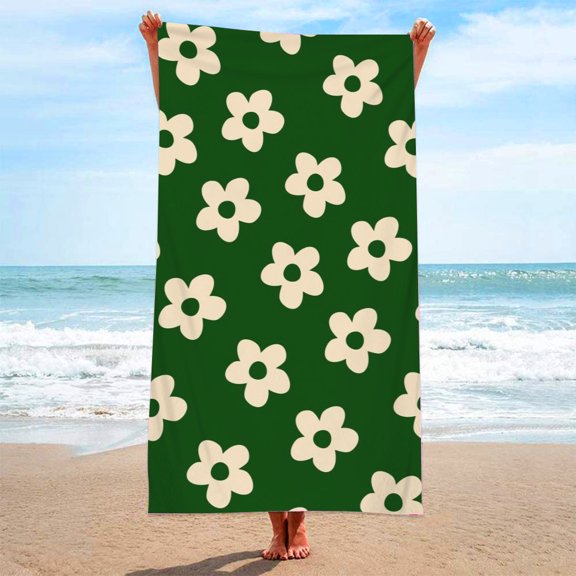 EDHITNR Fashion Flower Microfiber Beach Towel, Oversized Sandproof Quick-Dry Pool Towel, Large Bath Blanket for Seaside Picnic Yoga Camping Travel