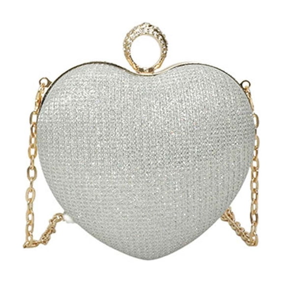 Trendy Heart Shaped Evening Bag for Women - Stylish PU Clutch Handbag with Beaded Decoration for Weddings, Parties, Prom, and Formal Events - Compact and Lightweight Design for Easy Carrying
