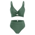 thumbnail image 5 of ZJXFGS Womens Tummy Control Bathing Suits,Push Up Twist Front Ruched Bathing Suit Tummy Control Bathing Suit Tie Back Slimming V Neck Swimwear Quickly Dry Beachwear Green XL, 5 of 6