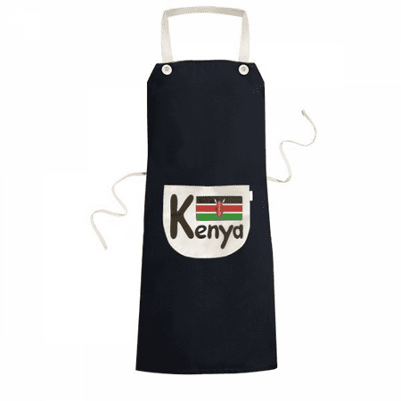 

Kenya National Flag Black Pattern Apron Bib Sarong Cooking Baking Kitchen Pocket Pinafore