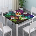 thumbnail image 3 of Colorful Neon Butterfly Pattern Square Fitted Tablecloth with Elastic Edge,Square Table Cover,Washable Elastic Table Cover for Home Kitchen Party Decor 36"x36", 3 of 6
