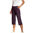 thumbnail image 5 of Gunia Women'S Capri Pants Capri Jeans For Stretch Casual Elastic Waist Wide Straight Leg Plus Size Pull On Denim Capris Loose Pants Summer Pants, 5 of 5