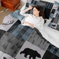 thumbnail image 4 of Manfei Bear Deer 7-Piece Bedding Comforter Set,Geometric Buffalo King Bedding Sets,Woodland Wildlife Ultra Soft Bed Sheets,Breathable Animal Bedroom Decoration,Reversible, 4 of 6