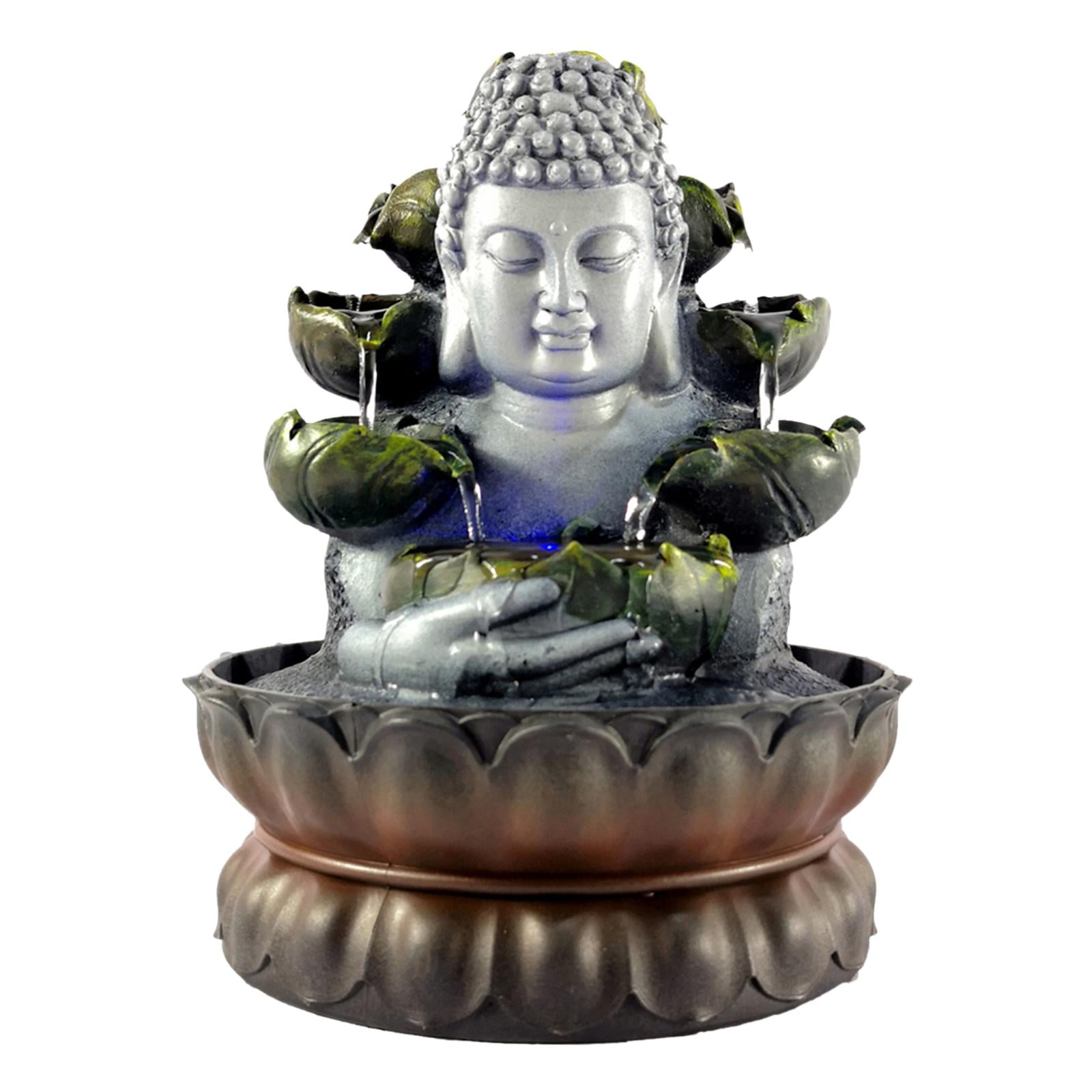 Handmade LED Water Fountain Zen head Buddha Statue New Indoor Tabletop waterfall 
