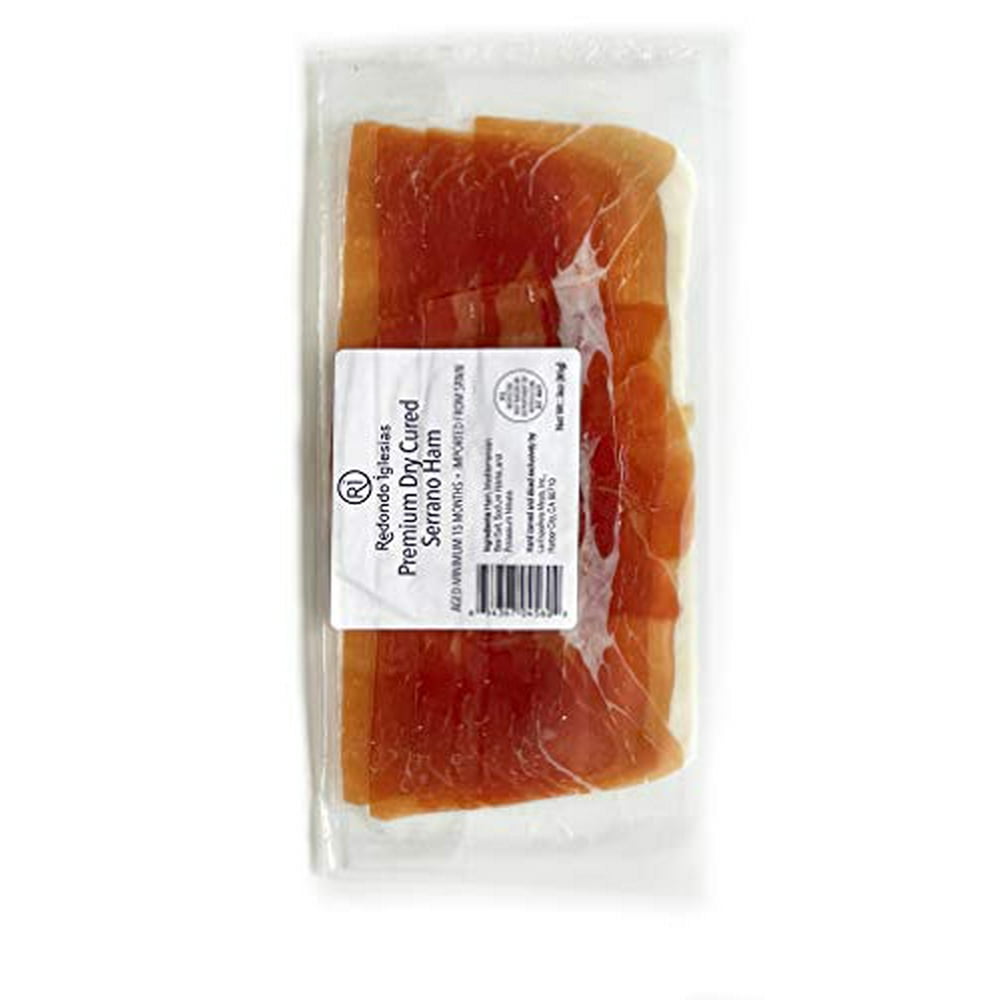 Jamon Serrano Sliced 3 Oz - 15 Months Aged Dry Cured Ham - Spanish How Many Slices Of Ham Is 3 Oz