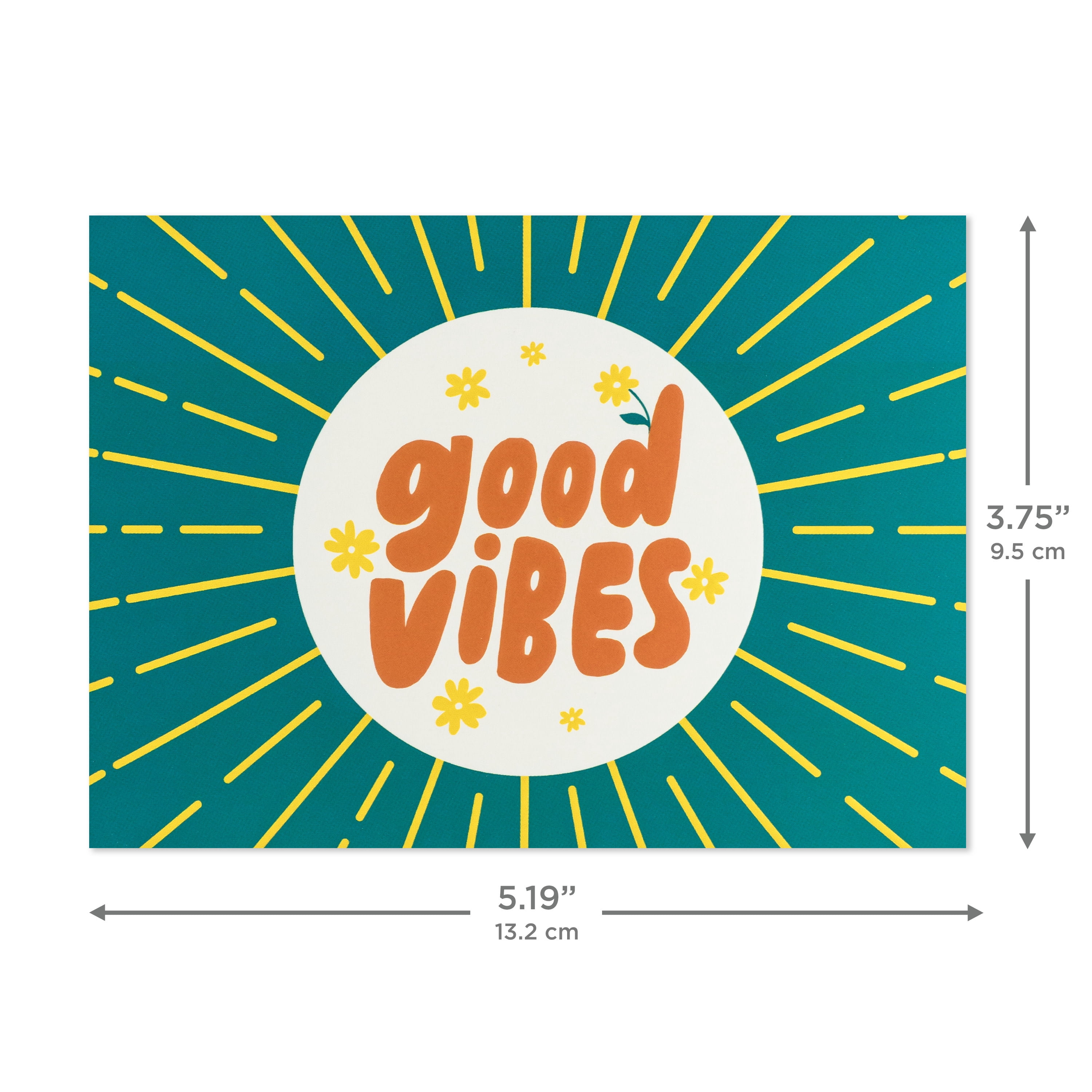 Hallmark Blank Notes (Good Vibes Yellow Rays on Green), 10 Count