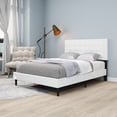 thumbnail image 2 of NNV Full Size Bed Frame Linen Upholstered Platform with Adjustable Headboard,White, 2 of 6