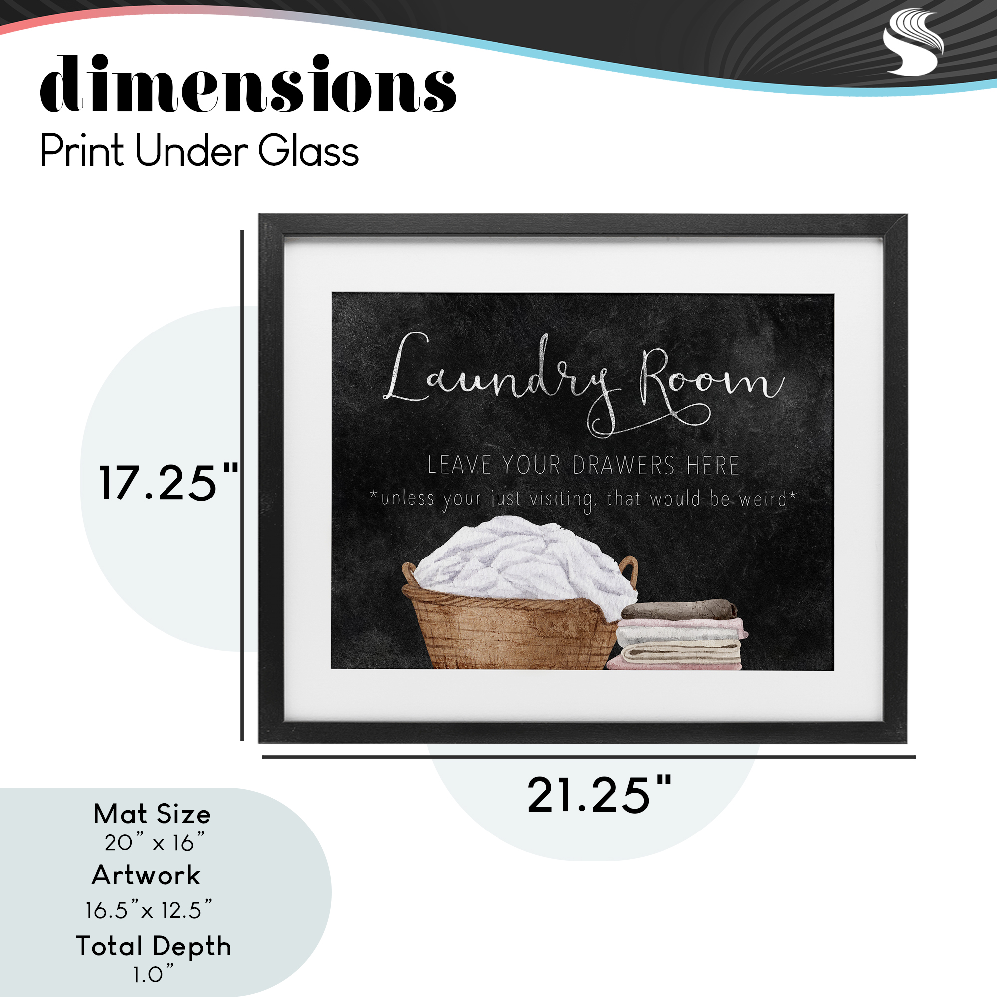Leave Your Drawers Laundry Black Framed Print Under Glass, design by Kim Allen