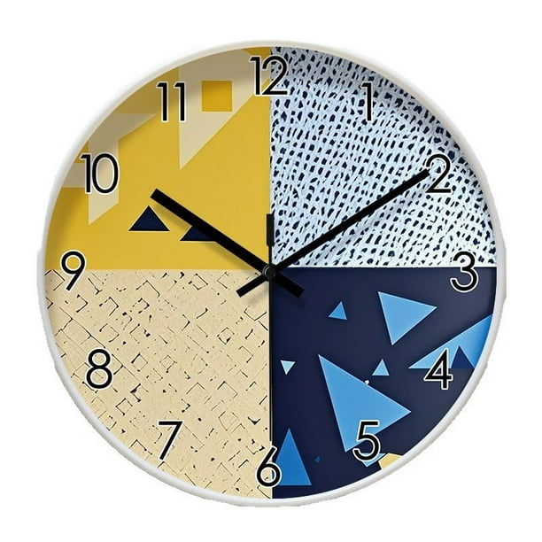 Reloj de pared moderno geométrico de 30 cm, silencioso, cuarzo, plástico