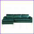 thumbnail image 4 of Mid-Century Modern Velvet Sectional Sofa with Chaise – Plush L-Shaped Couch for Living Room with Solid Wood Frame & Brass Gold Legs, 4 of 10
