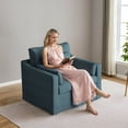 thumbnail image 5 of 42" Modern Armchair, Coastal Accent Chair, Deep Seat Slicovered Chair, Chenille Fabric, Blue, 5 of 8