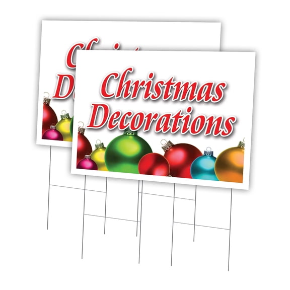 Christmas Decorations 2 Pack Of 24" x 36" Yard Sign & Stake | Advertise Your Business | Stake Included Image On Both Sides | Made in The USA