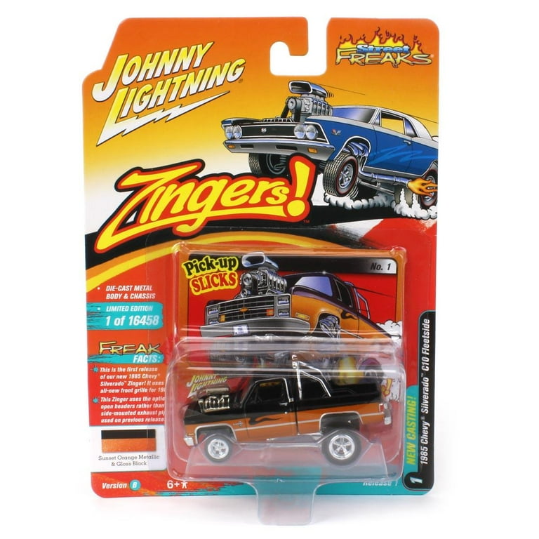 Auto World 1/64 1985 Chevrolet Silverado, Black and Orange Auto World 1/64 1985 Chevrolet Silverado, Black and Orange