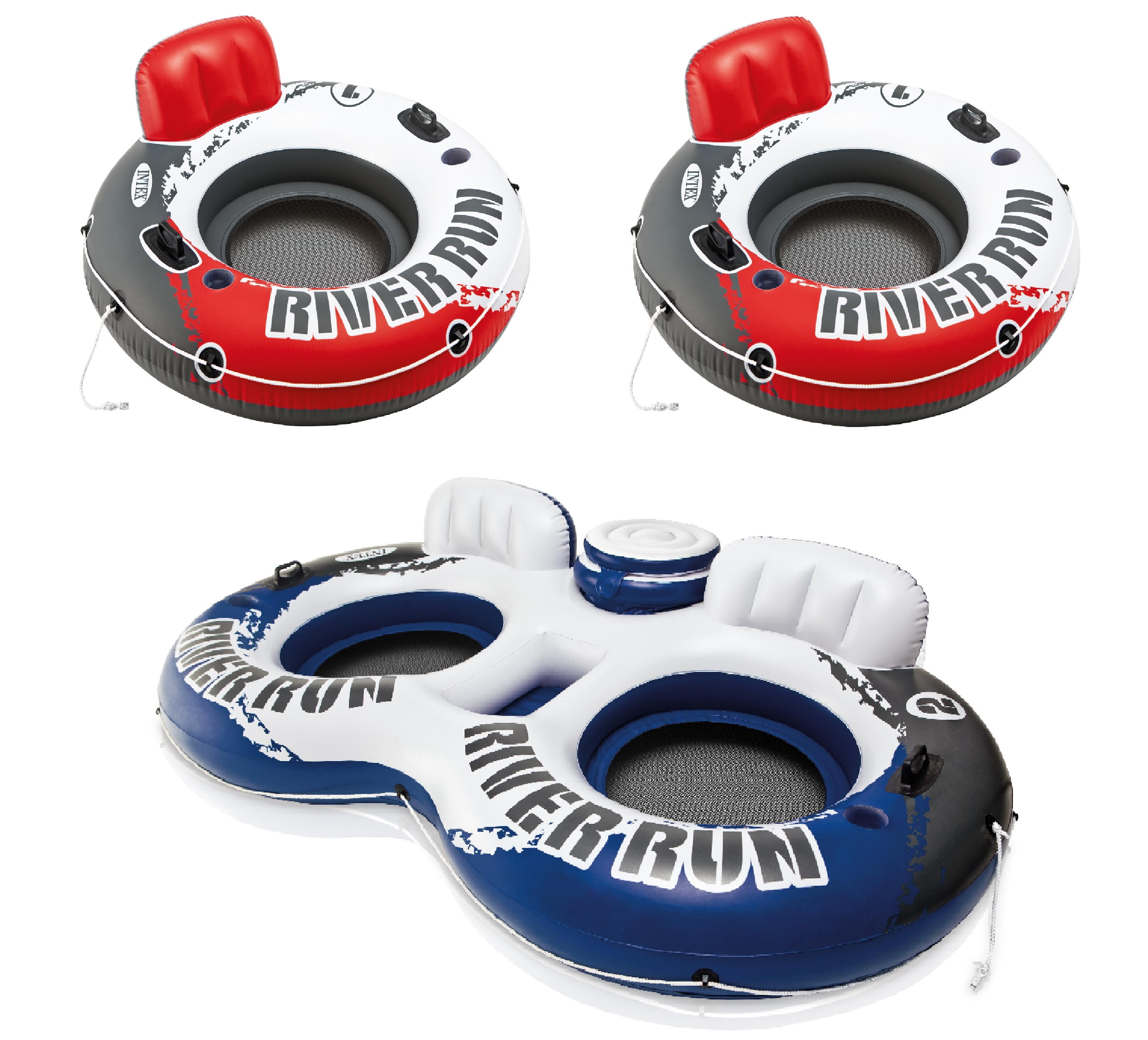Intex Floating Water Tube Lake Pool (2 Pack) & River Run II 2 Person