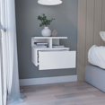 thumbnail image 2 of Floating Nightstand 12"H, Wall Mounted With Single Drawer And 2-Tier Shelf, White, 2 of 7