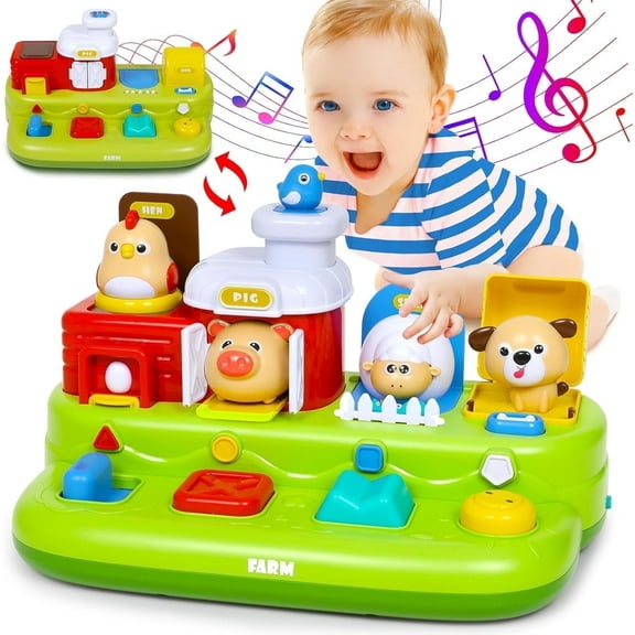 LINXUXIE Pop-up Animals Montessri Toys, Educational Music & Sorting Colors for Kids, Birthday Christmas Gifts for 1-3  3-5 5-8 Year Old