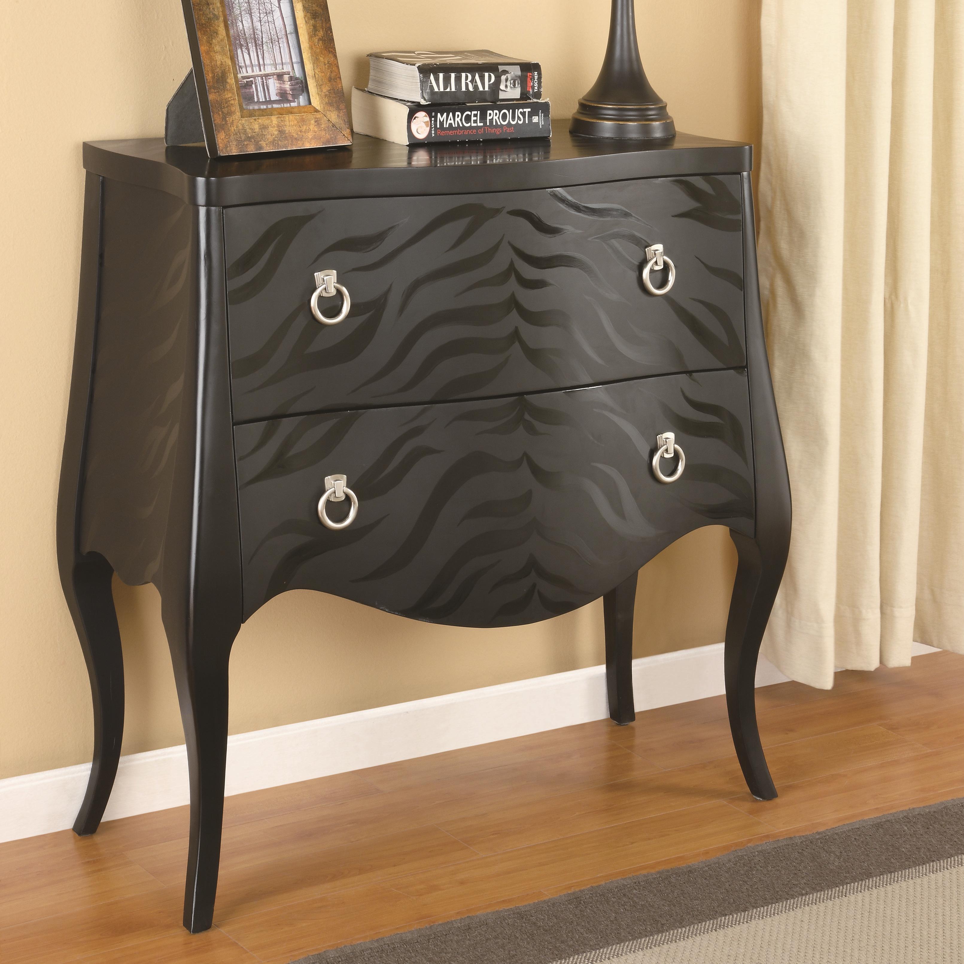 Black Finished Bombe Chest With Animal Print Pattern 2 Storage