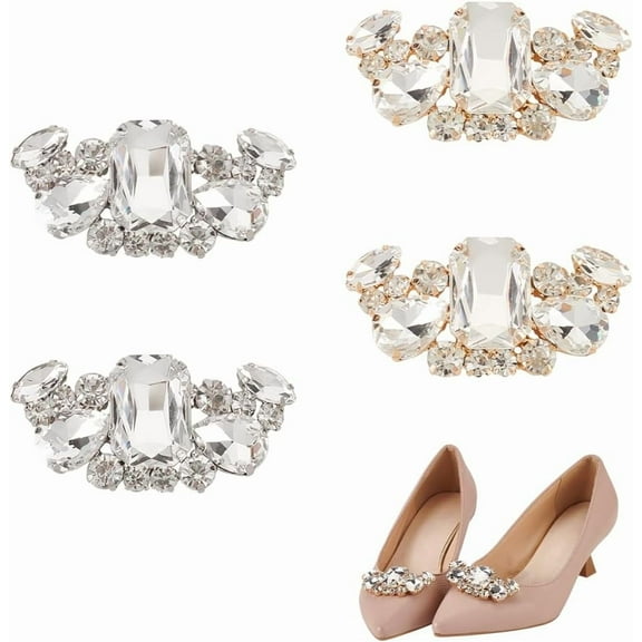 4 PCS Shoes Clip 2Colors Shoe Clips Rhinestone Shoe Buckles Floral Detachable Shoe Clips Shoe Buckle Clips Removable Shoe Buckle Clips for Shoe High Heel Decoration for diy
