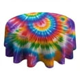 thumbnail image 4 of Colorful Rainbow Tie Dye Spiral Pattern Round Tablecloth 60"x60",Wrinkle Wipeable Table Cloth for Kitchen Dining Room Picnic Patio Party, 4 of 6