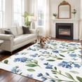 thumbnail image 2 of Blue Flowers Area Rugs 6'x9', Washable Small Throw Rugs for Kitchen Dining room, Spring Floral Farmhouse Leaves Rustic Indoor Outdoor Rug Non-Slip Low Pile Carpet Runner Reversible Floor Mats, 2 of 8