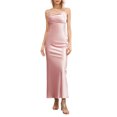 thumbnail image 2 of Faithtur Robe Longue Moulante pour Femmes Couleur Unie Bretelles Spaghetti Col Bénitier Robe Sans Manches Été Dos Nu Cami Robe, 2 of 9