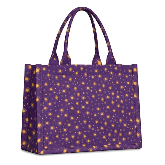 Large Capacity Tote Bag,Purple Sun Star Swirl Pattern Handbag Fashion Luxury Tote Bag,15.7"x13"x 5.1" Inches,Laptop Compatible