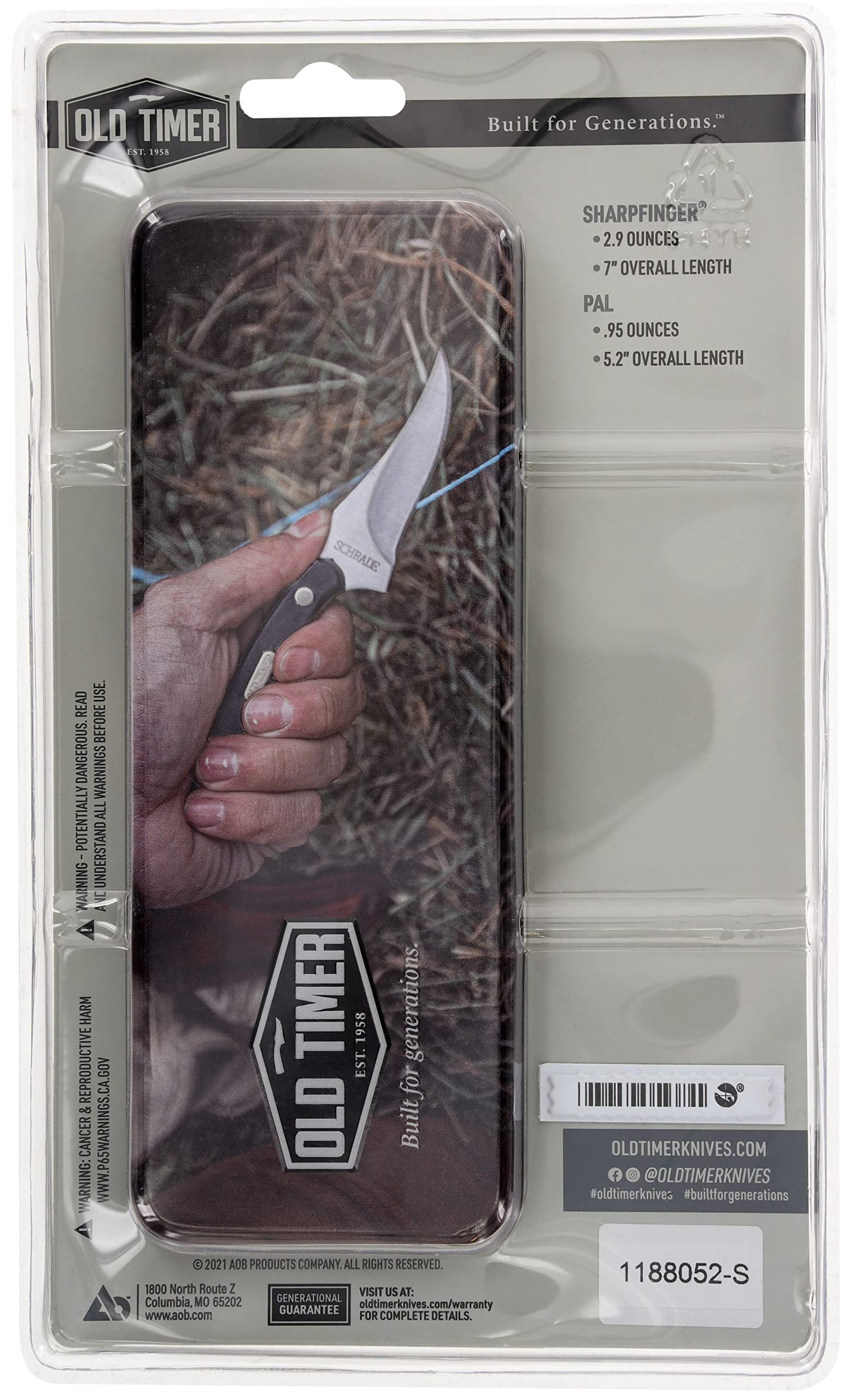 American Outdoor  Sharpfinger & Folding Knife with Tin, Black & Silver