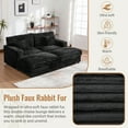 thumbnail image 6 of Euroco Oversized Double Chaise Lounge Sofa 83.5" Sofa Bed Cloud Couch Plush Upholstered Sleeper Sofa Daybed with Two Supportive Pillows, USB Ports and Cup Holders for Living Room, Black, 6 of 9