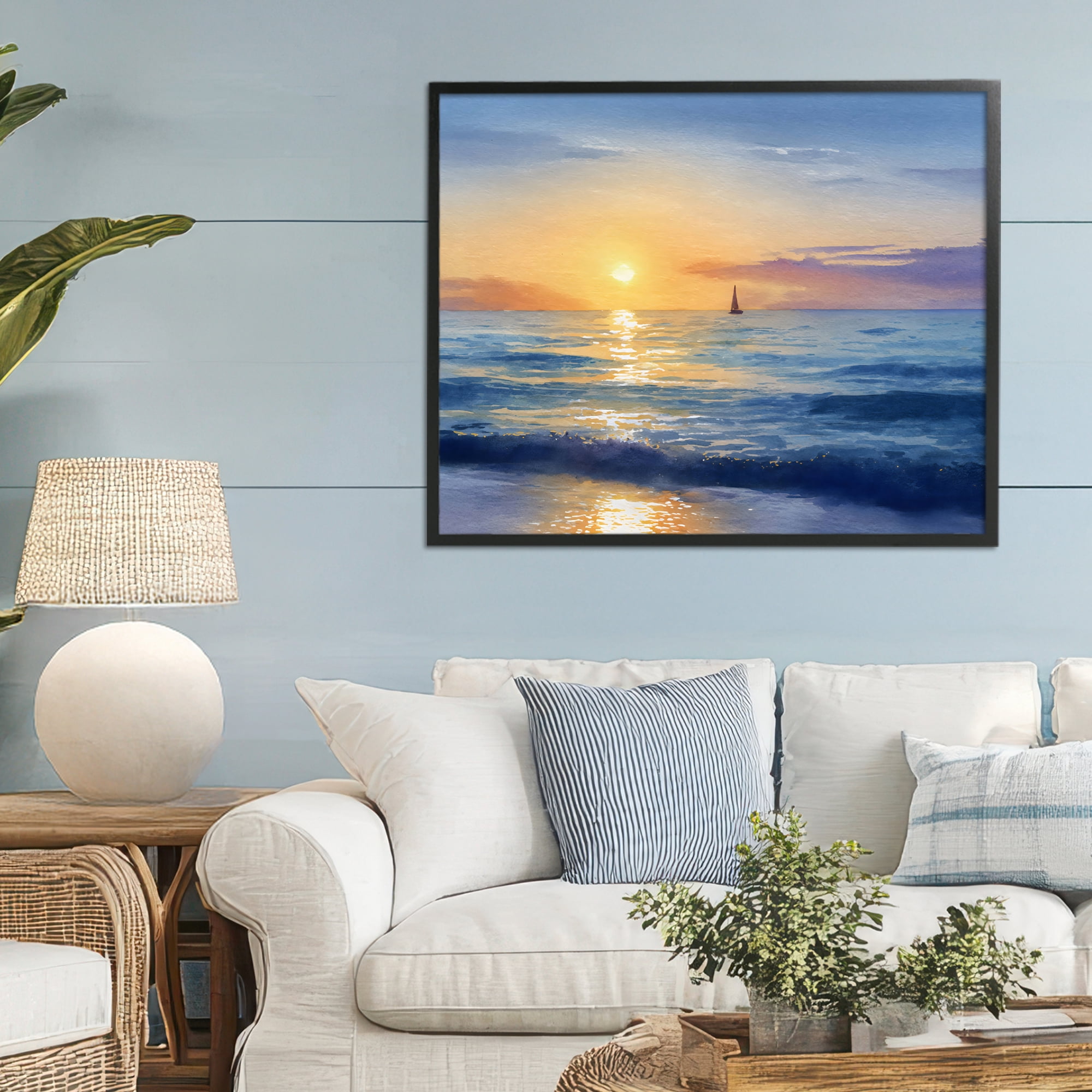 Stupell Industries Sails To The Sun At Sea Black Framed Giclee Art, design by Franklyn Gregory