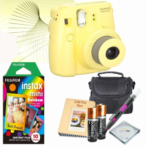 politi Rummet Parlament Fujifilm Instax Mini 8 instant camera (Yellow) + 10 mini instant film  (Rainbow) + instax Album + mini 8 accessories - Walmart.com