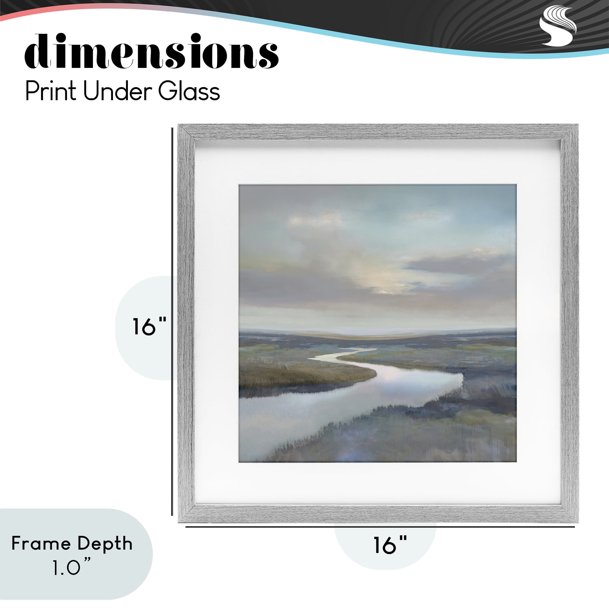 Stupell Industries Calm Riverbend in Greys Gray Framed Print Under Glass, design by Christy McKee