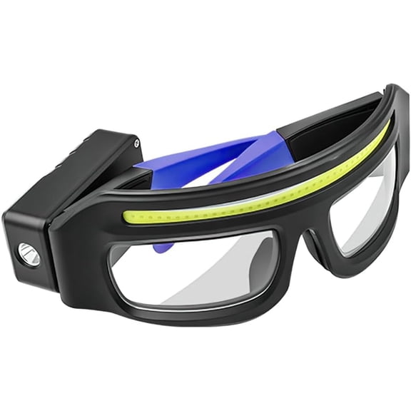 Rechargeable LED Headlight Glasses Motion Sensor & Touch Control Light Up Eyewear, 5 Modes USB-C Charging, IPX4 Waterproof for Running, Camping, Fishing & Cycling (RL Blue 1 PC)