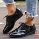 thumbnail image 4 of Toallas de Cuero para Zapatos Brillante Patente de Cuero Brogue Detallando Encaje de Cierre 3.5cm Tacón Zapatos de Cuero de las Mujeres Primavera Verano de Moda, 4 of 9