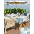 thumbnail image 4 of Outdoor Tablecloth with Umbrella Hole and Zipper, Turquoise White Floral Rectangle Table Cloth 54x80 Inch Waterproof Tablecloth, Elegant Chrysanthemum Farmhouse Picnic Table Cover for Patio Camping, 4 of 7