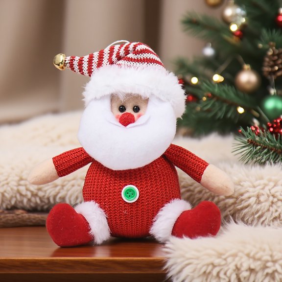 Christmas Plush Ornaments Set, Cartoon Santa Reindeer and Snowman Dolls for Holiday Home Tree Decoration