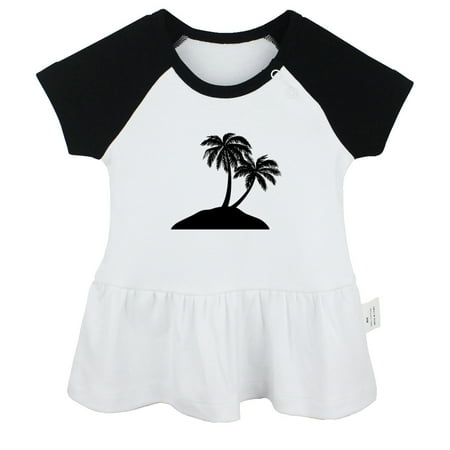 

Nature Palm Tree Pattern Dresses For Baby Newborn Babies Skirts Infant Princess Dress 0-24M Kids Graphic Clothes (Black Raglan Dresses 6-12 Months)