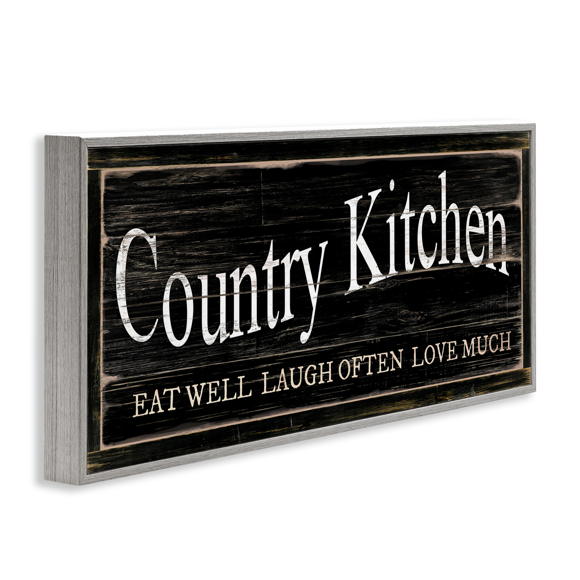 Stupell Industries Rustic Country Kitchen Typography Painting Gray Framed Art Print Wall Art, 30 x 13