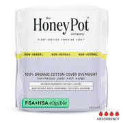 The Honey Pot Company Organic Non-Herbal Overnight Pads, 12 Count