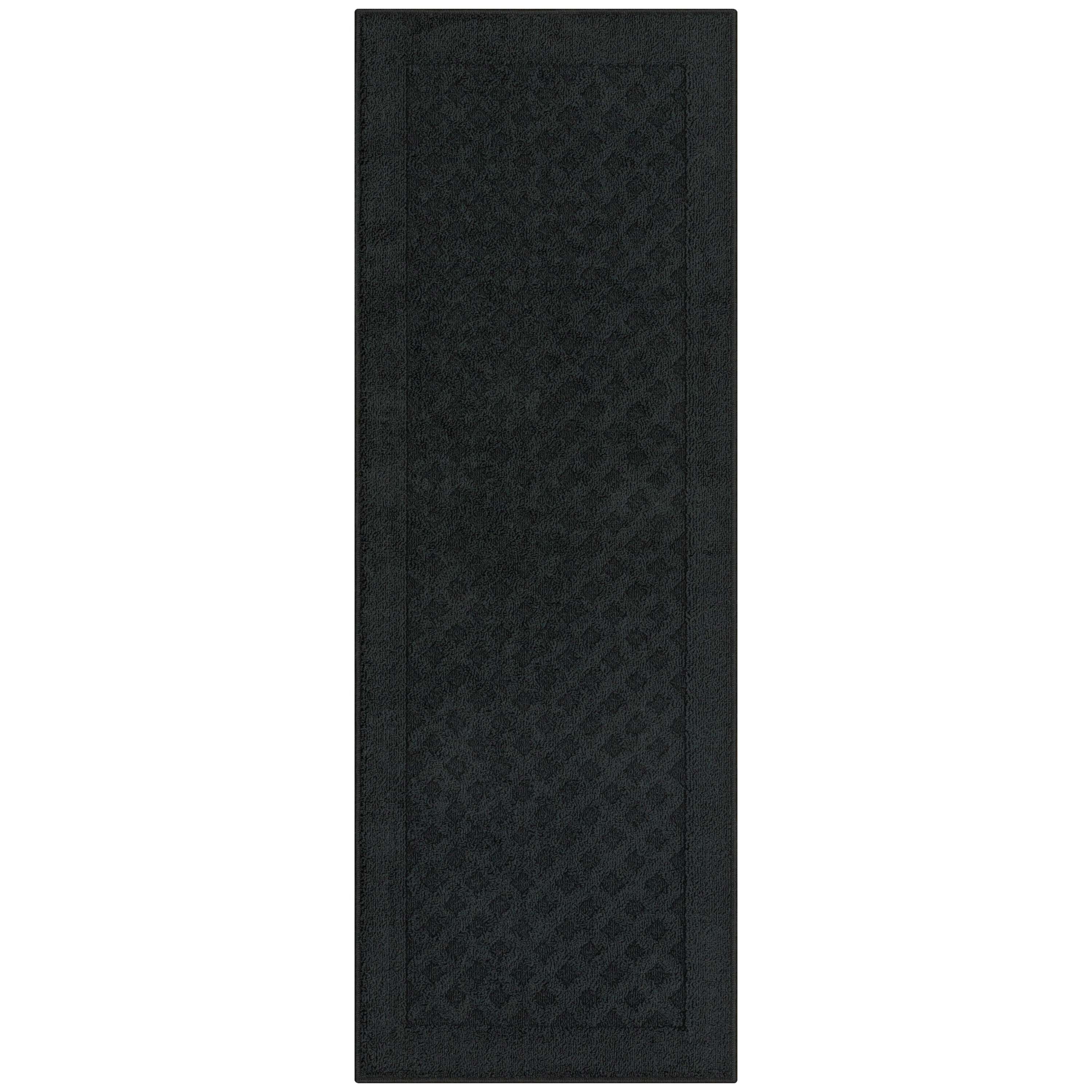 (4 pack) Mainstays Dylan Solid Diamond Olefin Black Indoor Runner Rug, 1'9"x5'