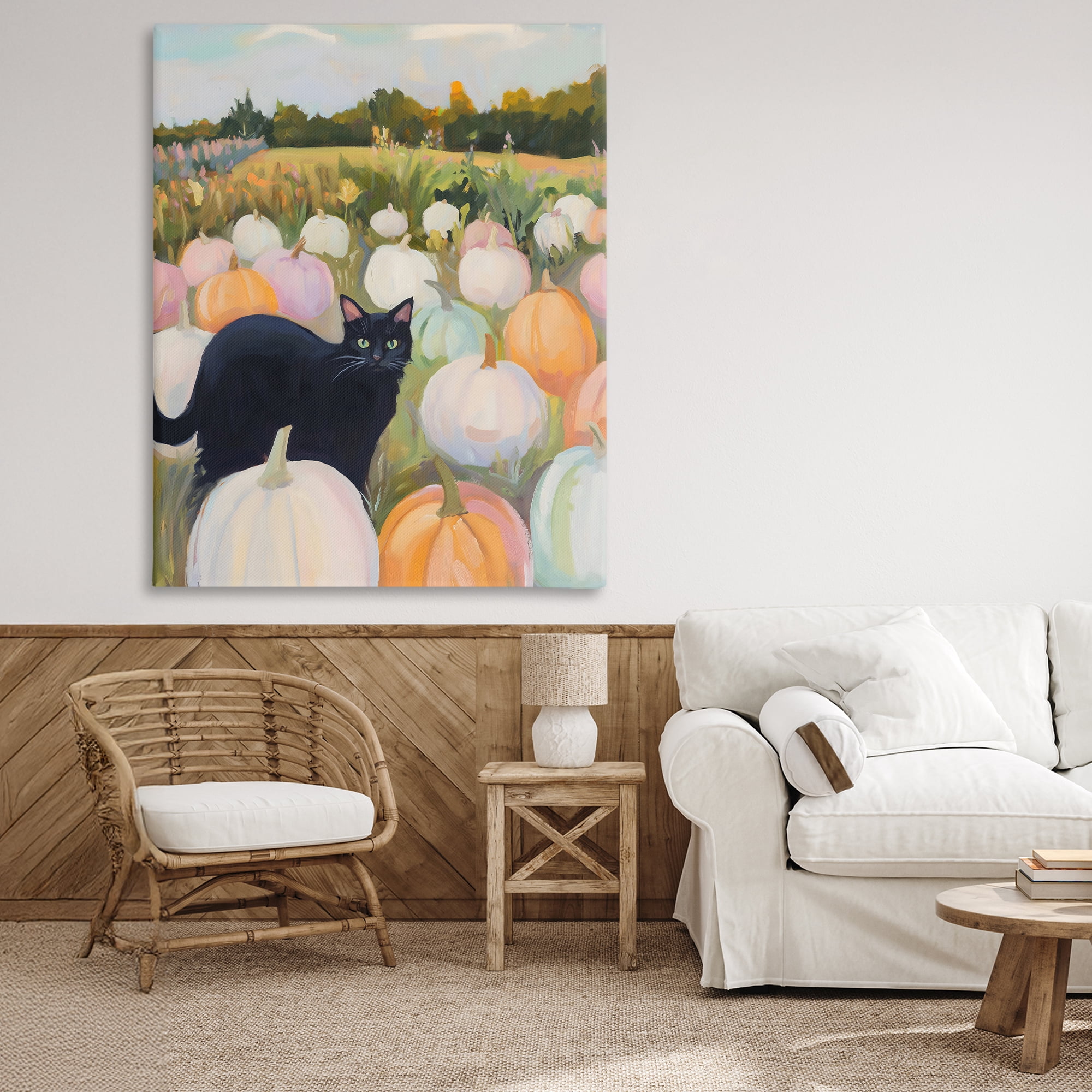 Stupell Industries Kitten & Pumpkins in Field Canvas Wall Art, design by The Prints Vibe