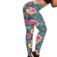 thumbnail image 4 of DISNIMO Hibiscus Flowers Printed Yoga Pants for Women, Soft High Waisted Yoga Pants Tummy Control, Stretch Yoga Pants Leggings Workout Leggings for Yoga Gym, Blue, XS, 4 of 6