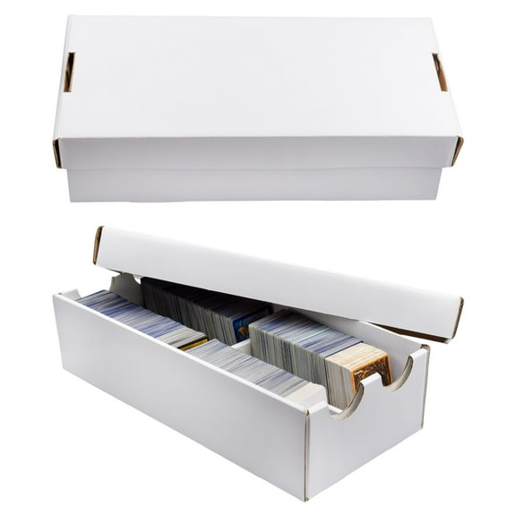 Playthos Baseball Trading Card Storage Boxes (2-Pack); 2-Row Deluxe Sports and CCG Cardboard Boxes for Toploaders, Max 1600 Card Capacity Each Box