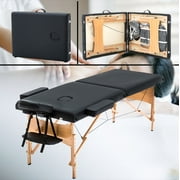 BestMassage 28 Wide Portable&Foldable Massage Table w/Free Carry Case Chair Bed Spa Facial,Black